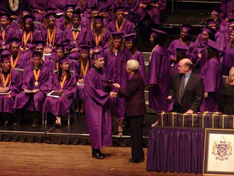 Michael recieving his diploma